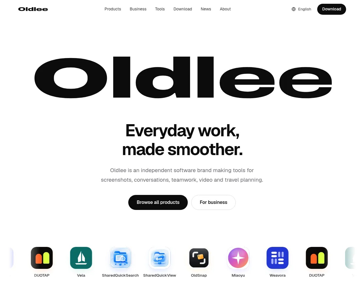eeoo.dev 英文版首页：Everyday work, made smoother.